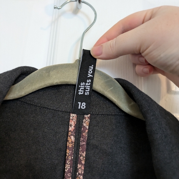 Peau de Loup Patterson Faux-Wool Suit Jacket Gray Size 18 - Picture 6 of 7